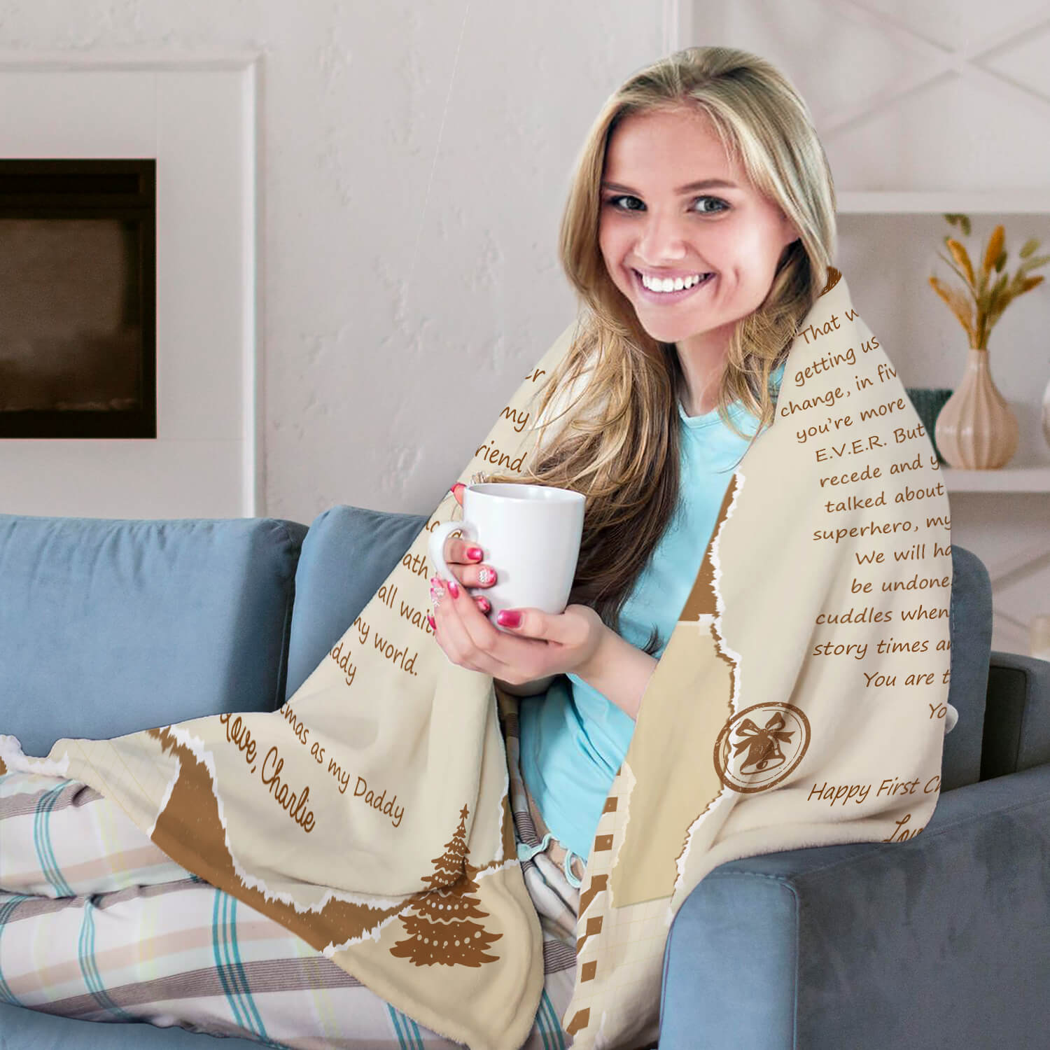 Daddy - Personalized First Christmas gift For New Dad - Custom Blanket - Elizabethfashions