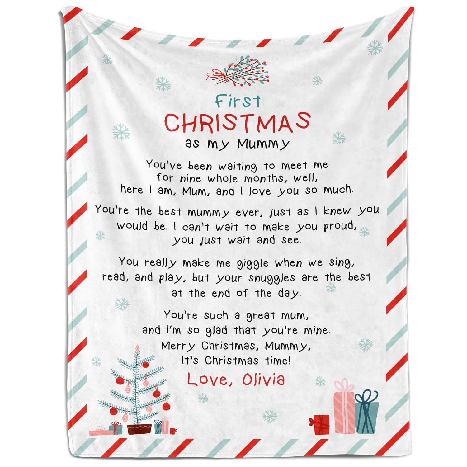 First Christmas As My Daddy - Personalized First Christmas gift For New Mom - Custom Blanket - Elizabethfashions