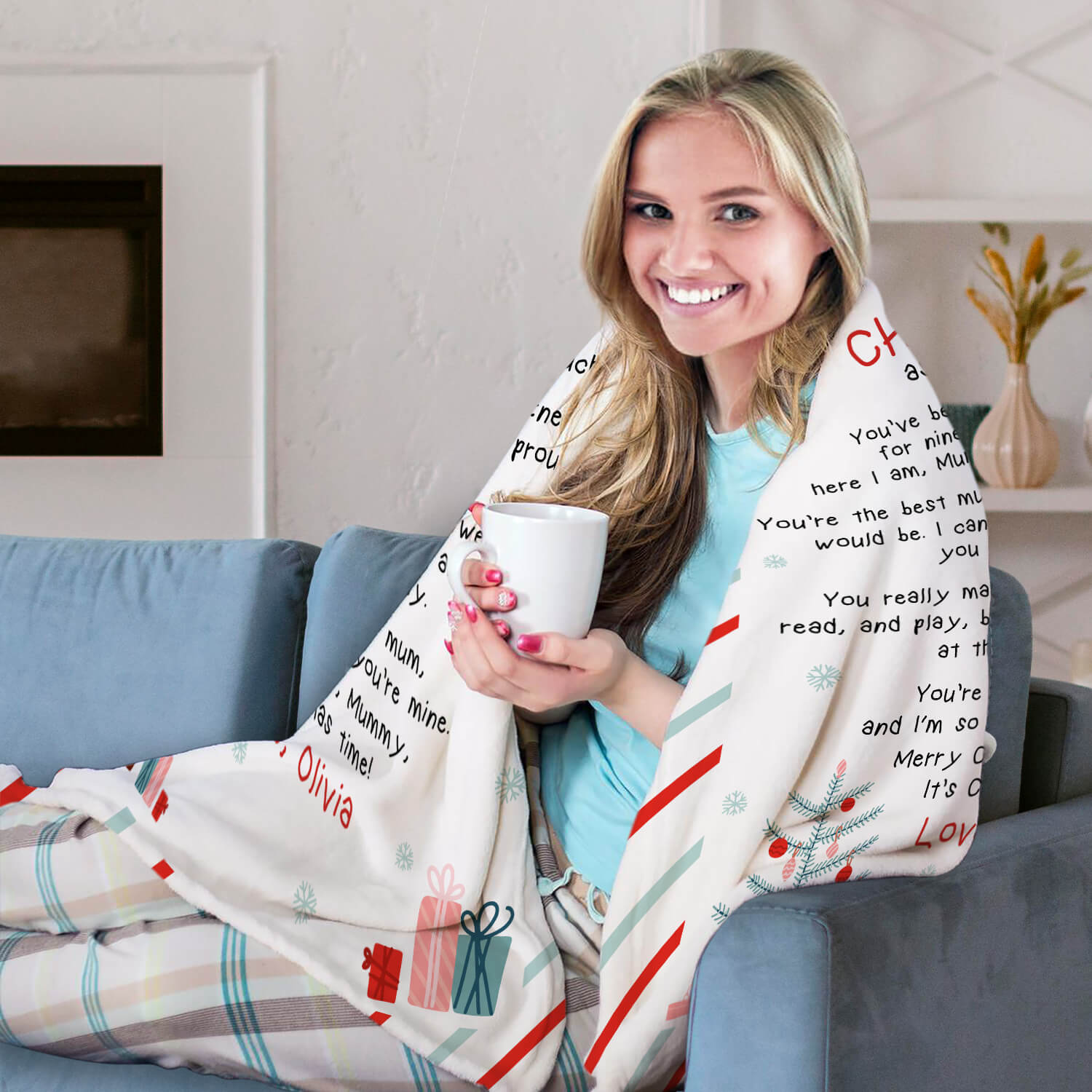 First Christmas As My Daddy - Personalized First Christmas gift For New Mom - Custom Blanket - Elizabethfashions