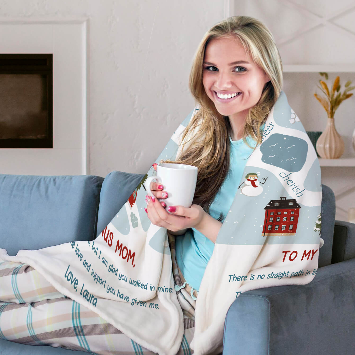 To My Bonus Mom - Personalized Christmas gift For Step Mom or Mother In Law - Custom Blanket - Elizabethfashions