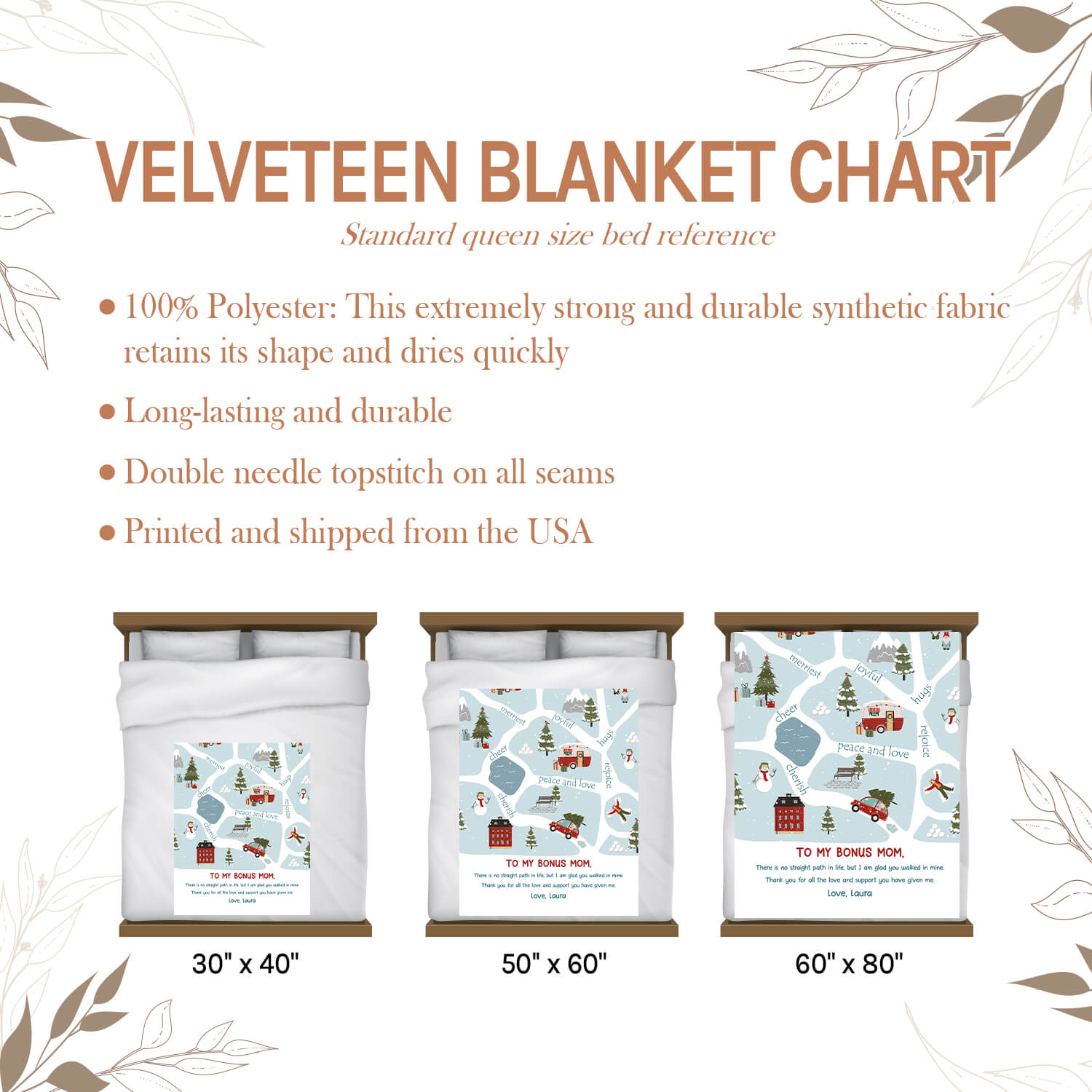 To My Bonus Mom - Personalized Christmas gift For Step Mom or Mother In Law - Custom Blanket - Elizabethfashions