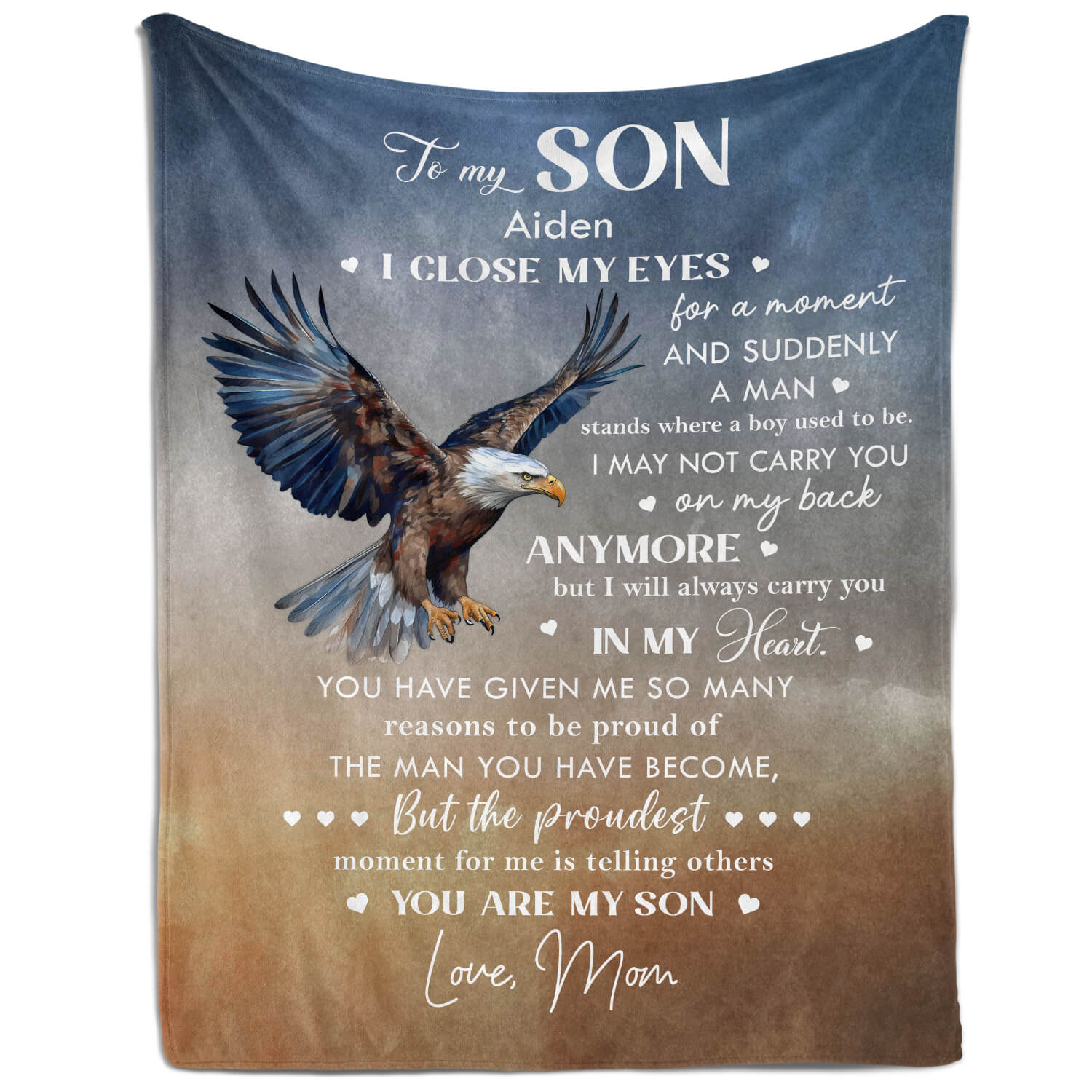 To My Son - Personalized Birthday or Christmas gift For Son - Custom Eagle Blanket - Elizabethfashions