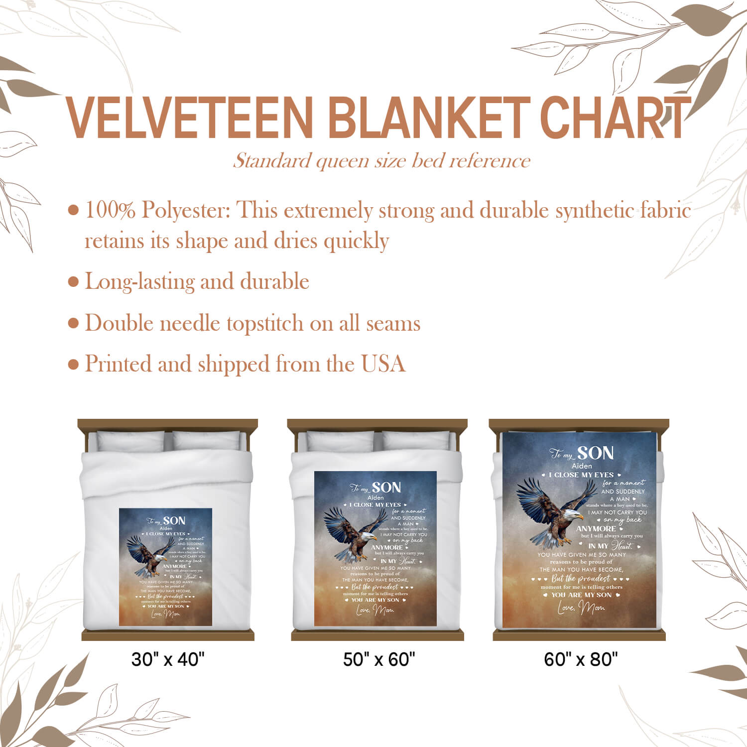 To My Son - Personalized Birthday or Christmas gift For Son - Custom Eagle Blanket - Elizabethfashions