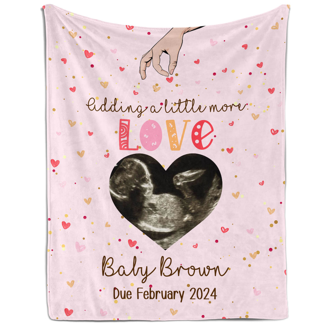 Adding A Little More Love - Personalized Valentine's Day Pregnancy Announcement gift For Family - Custom Blanket - Elizabethfashions