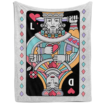 Poker Card - Personalized Anniversary or Valentine's Day gift For Boyfriend or Girlfriend - Custom Blanket - Elizabethfashions