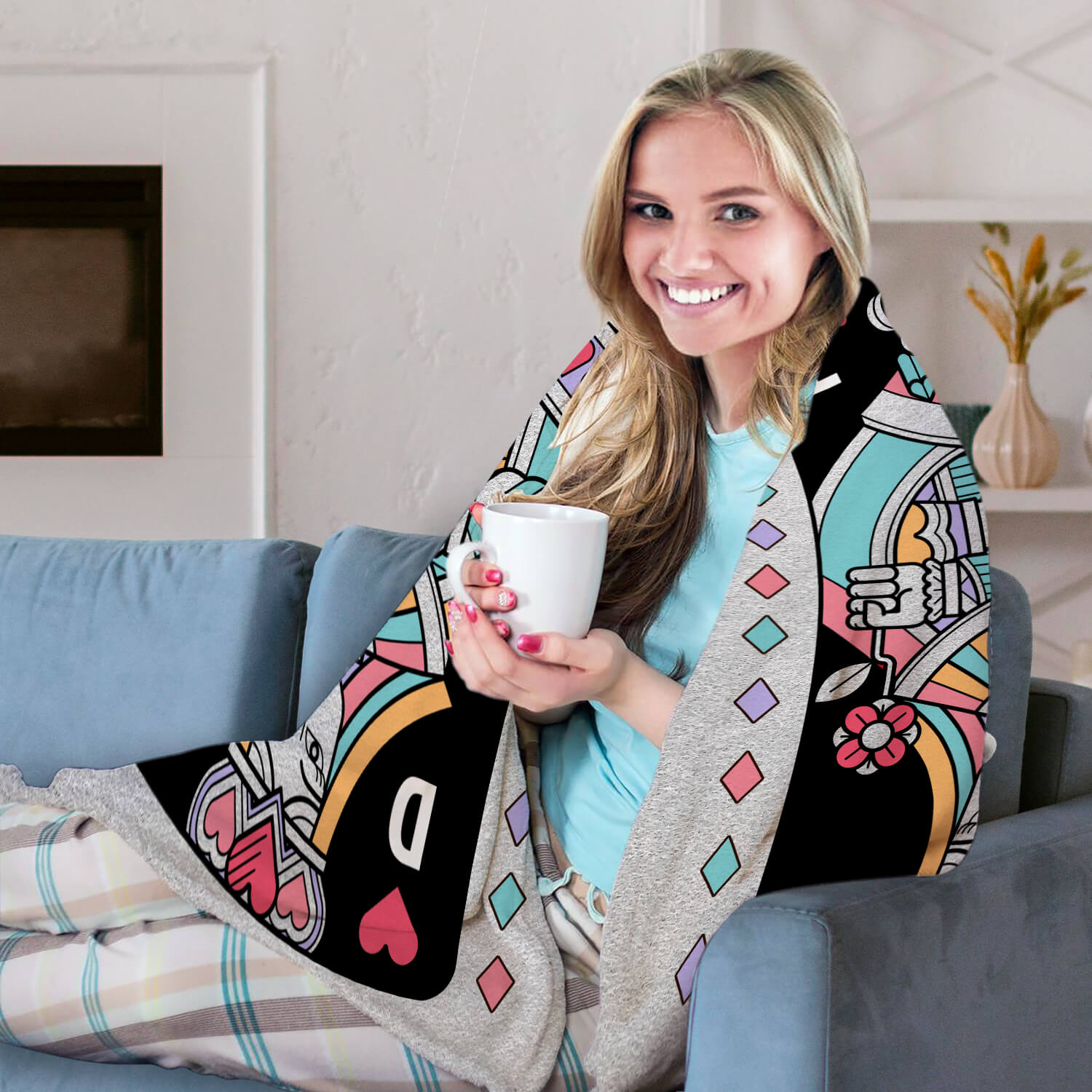 Poker Card - Personalized Anniversary or Valentine's Day gift For Boyfriend or Girlfriend - Custom Blanket - Elizabethfashions