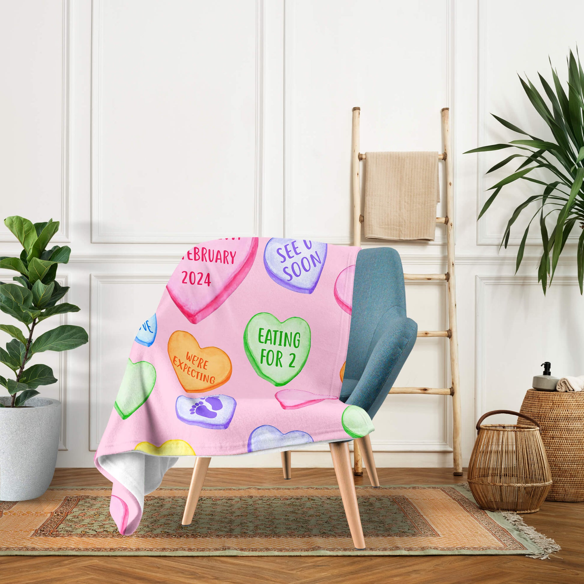 Valentine's Day Pregnancy Announcement - Personalized Valentine's Day Pregnancy Announcement gift For Family - Custom Blanket - Elizabethfashions