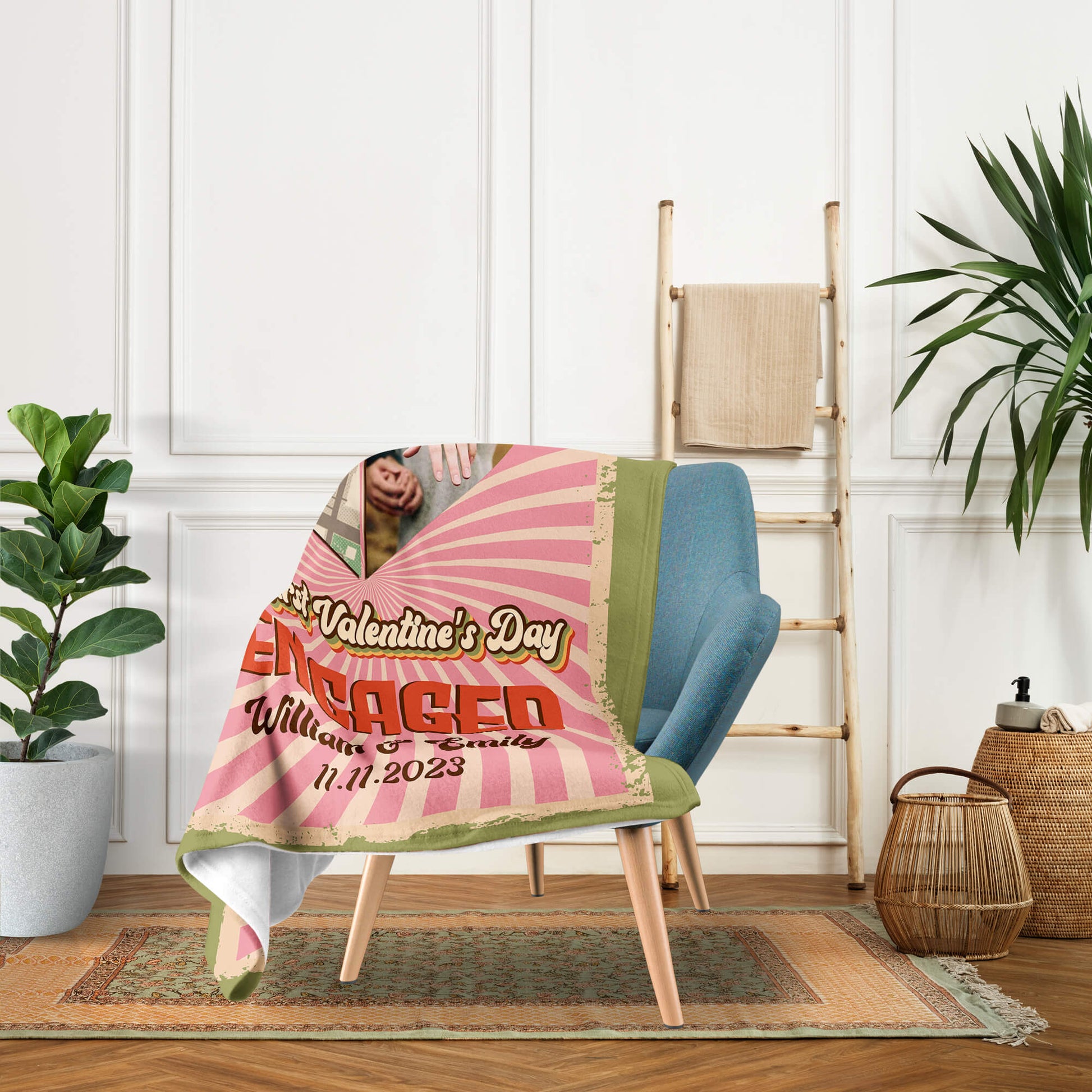 Our First Valentine's Day Engaged - Personalized First Valentine's Day gift For Fiance - Custom Blanket - Elizabethfashions