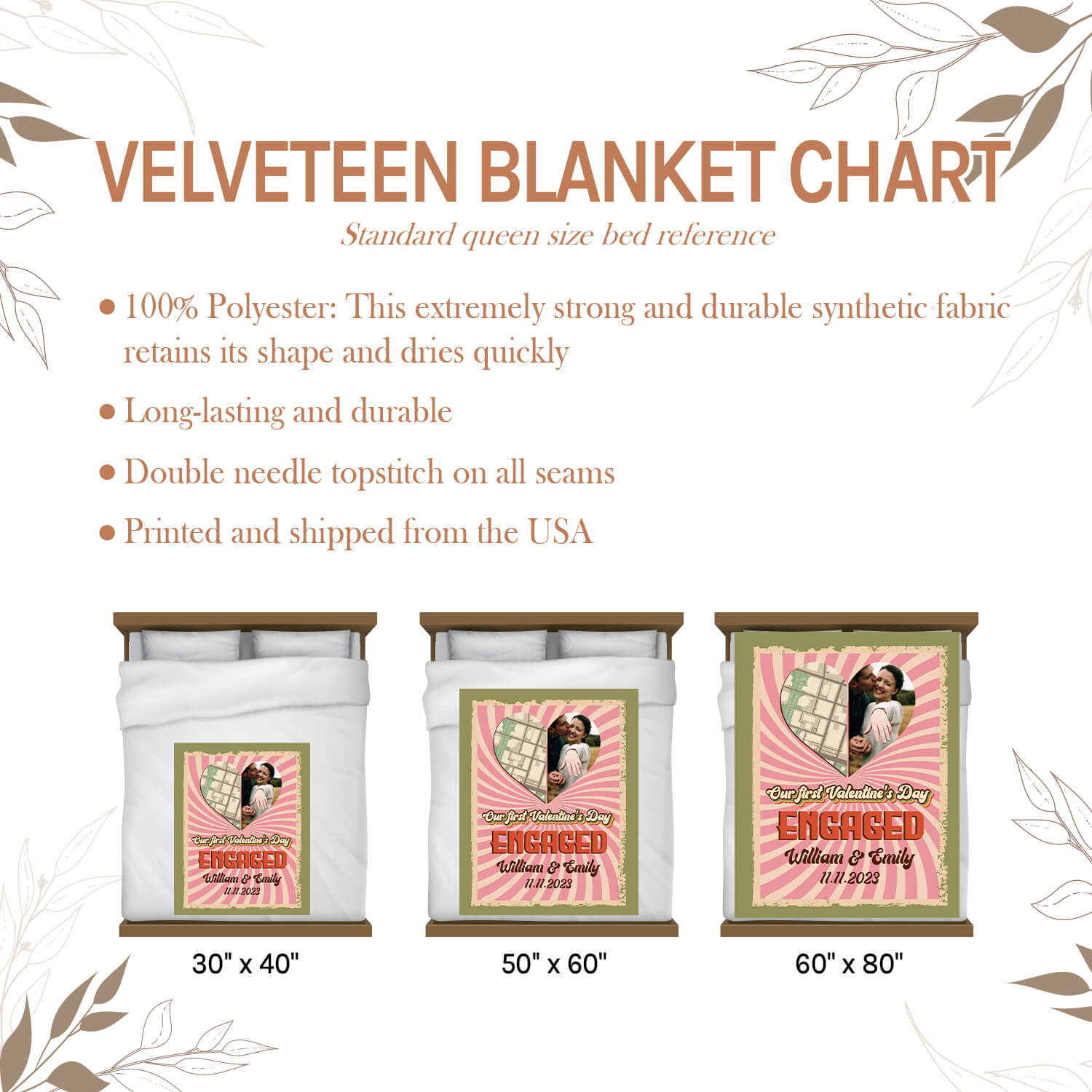 Our First Valentine's Day Engaged - Personalized First Valentine's Day gift For Fiance - Custom Blanket - Elizabethfashions