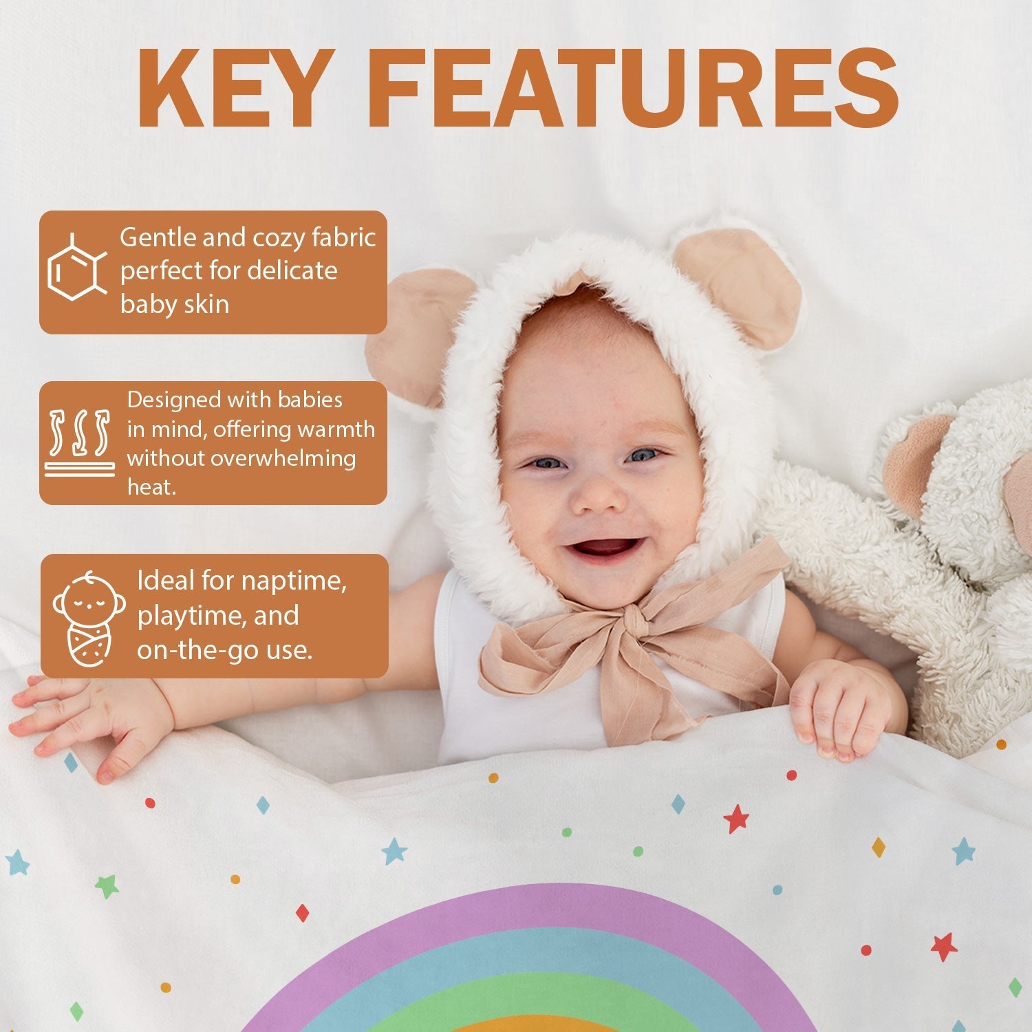 Personalized Rainbow Blanket - Birthday gift For Baby - Custom Baby Blanket - Elizabethfashions