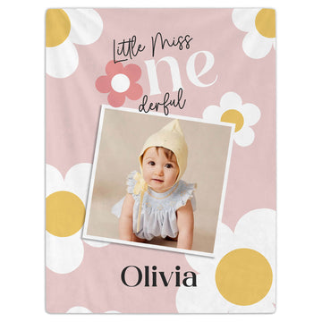 Little Miss Onederful - Personalized 1st Birthday gift For Baby - Custom Baby Blanket - Elizabethfashions