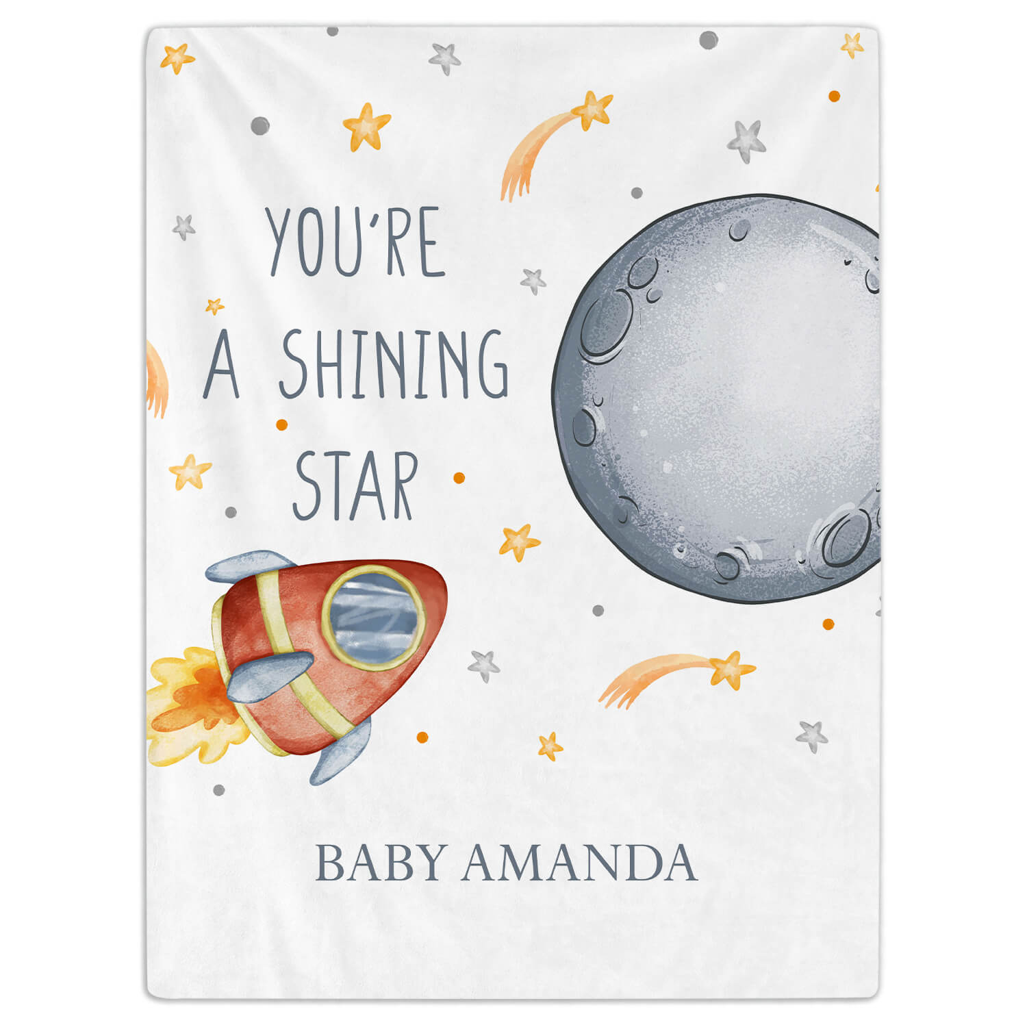 Personalized Star Blanket - Birthday gift - Cute Outer Space Starry Planets - Custom Baby Blanket - Elizabethfashions