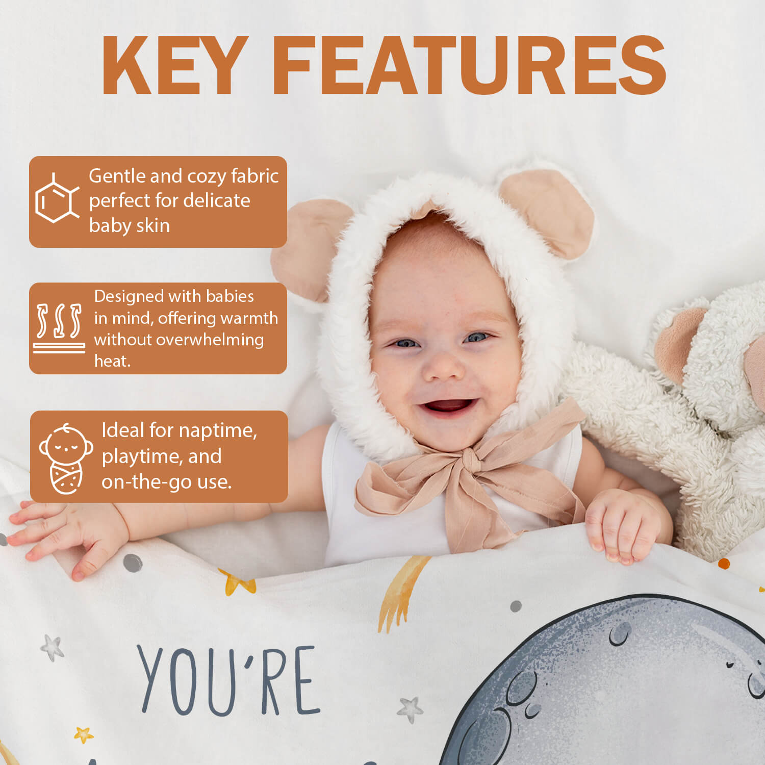 Personalized Star Blanket - Birthday gift - Cute Outer Space Starry Planets - Custom Baby Blanket - Elizabethfashions