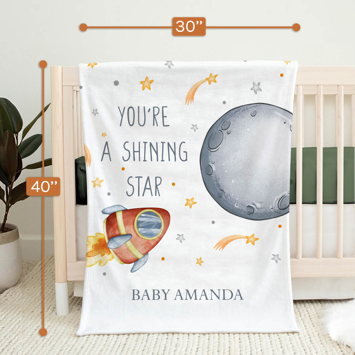 Personalized Star Blanket - Birthday gift - Cute Outer Space Starry Planets - Custom Baby Blanket - Elizabethfashions