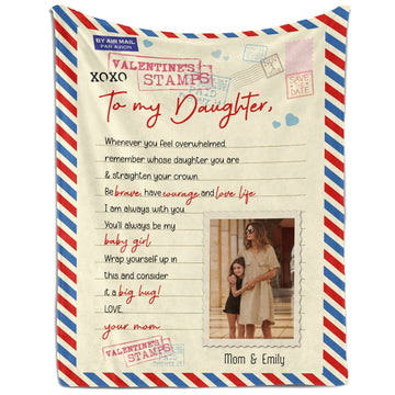 Daughter Valentine's Day - Personalized Valentine's Day gift For Daughter From Mom - Custom Blanket - Elizabethfashions