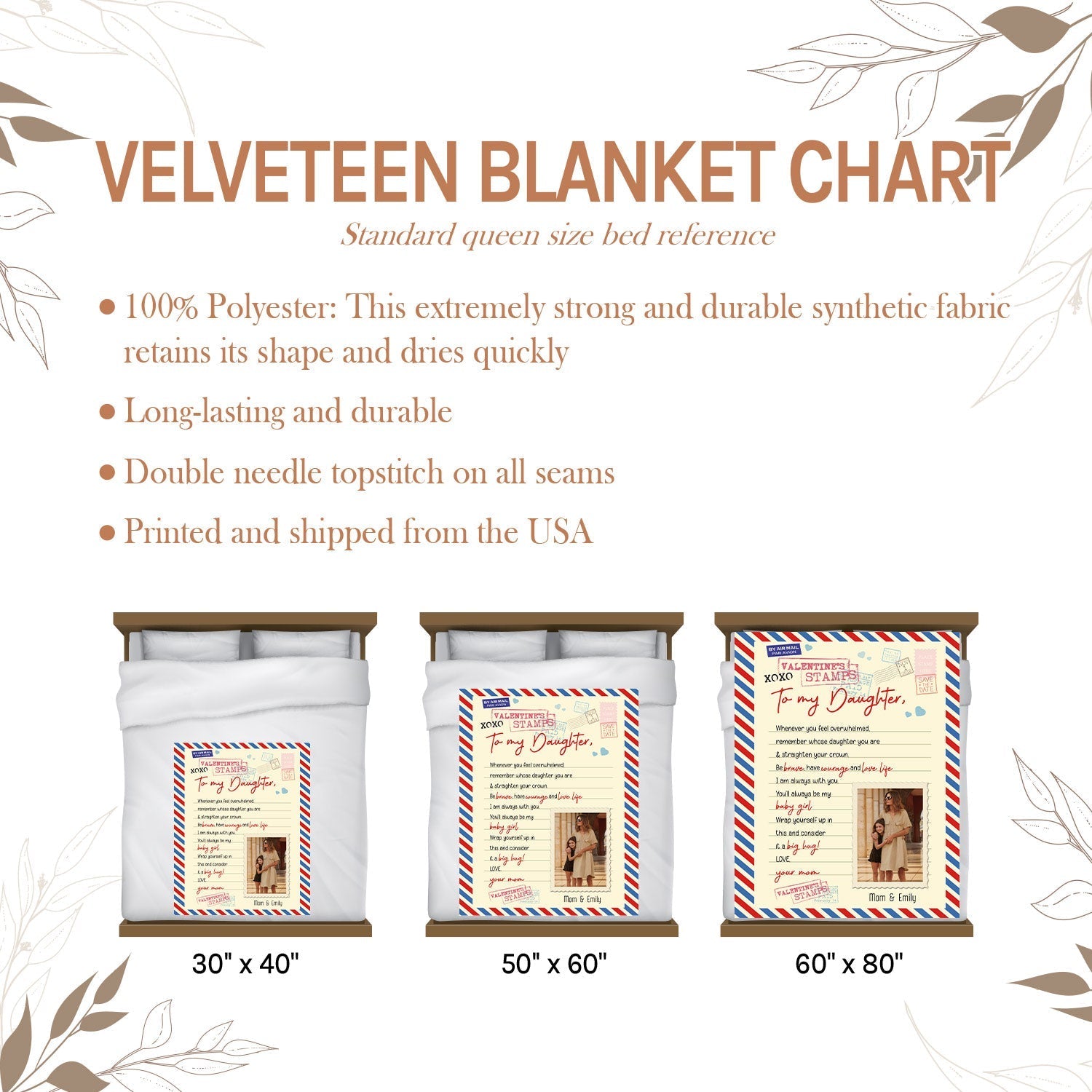 Daughter Valentine's Day - Personalized Valentine's Day gift For Daughter From Mom - Custom Blanket - Elizabethfashions