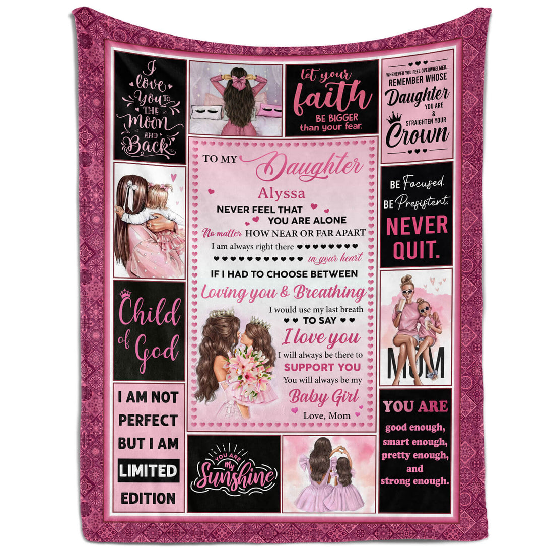 To My Daughter Blanket From Mom - Personalized Birthday, Valentine's Day or Christmas gift For Daughter - Custom Blanket - Elizabethfashions