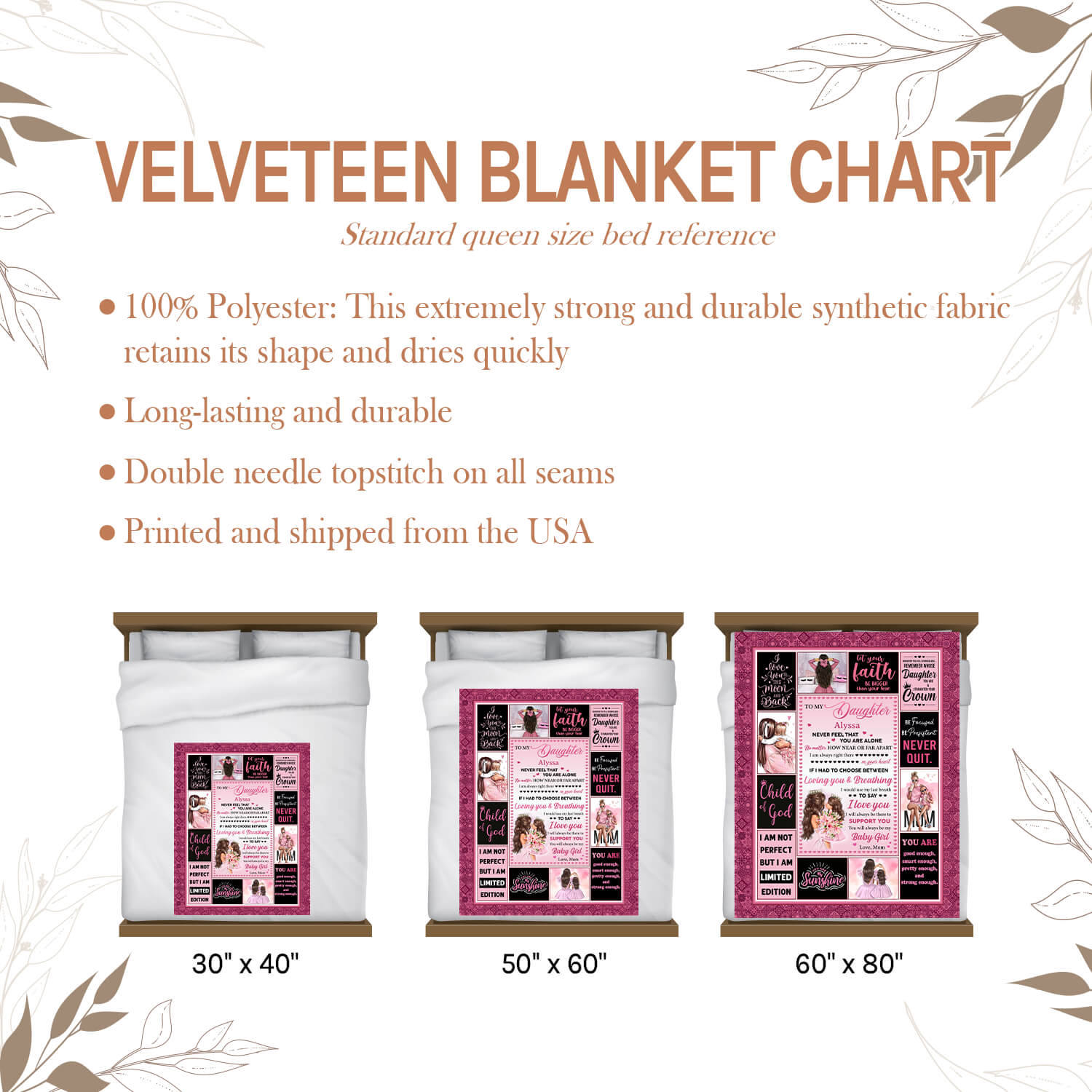 To My Daughter Blanket From Mom - Personalized Birthday, Valentine's Day or Christmas gift For Daughter - Custom Blanket - Elizabethfashions