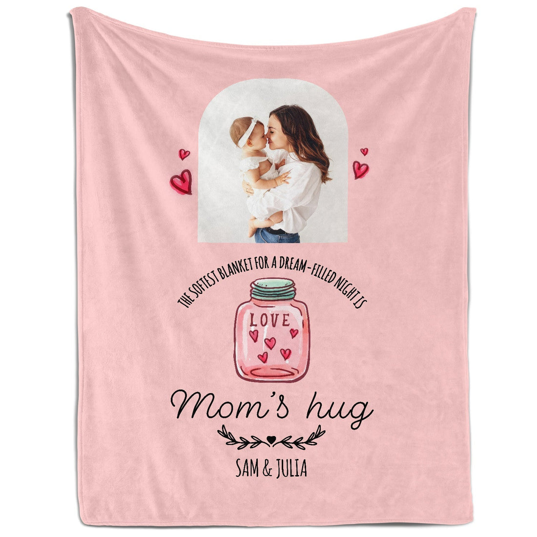 Mom's Hug - Personalized Mother's Day, Birthday, Valentine's Day or Christmas gift For Mom - Custom Blanket - Elizabethfashions