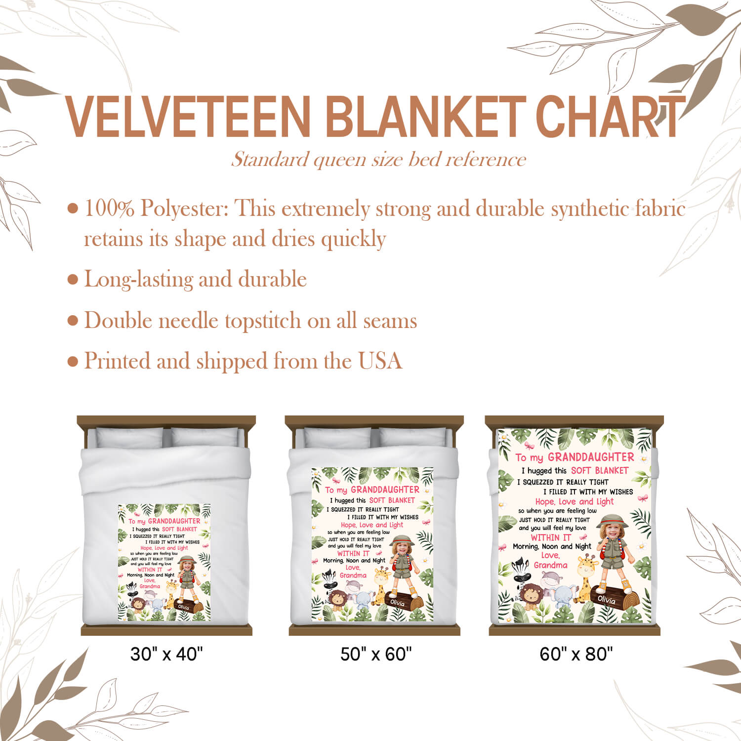 To My Granddaughter - Personalized Mother's Day, Birthday, Valentine's Day or Christmas gift For Granddaughter - Custom Blanket - Elizabethfashions