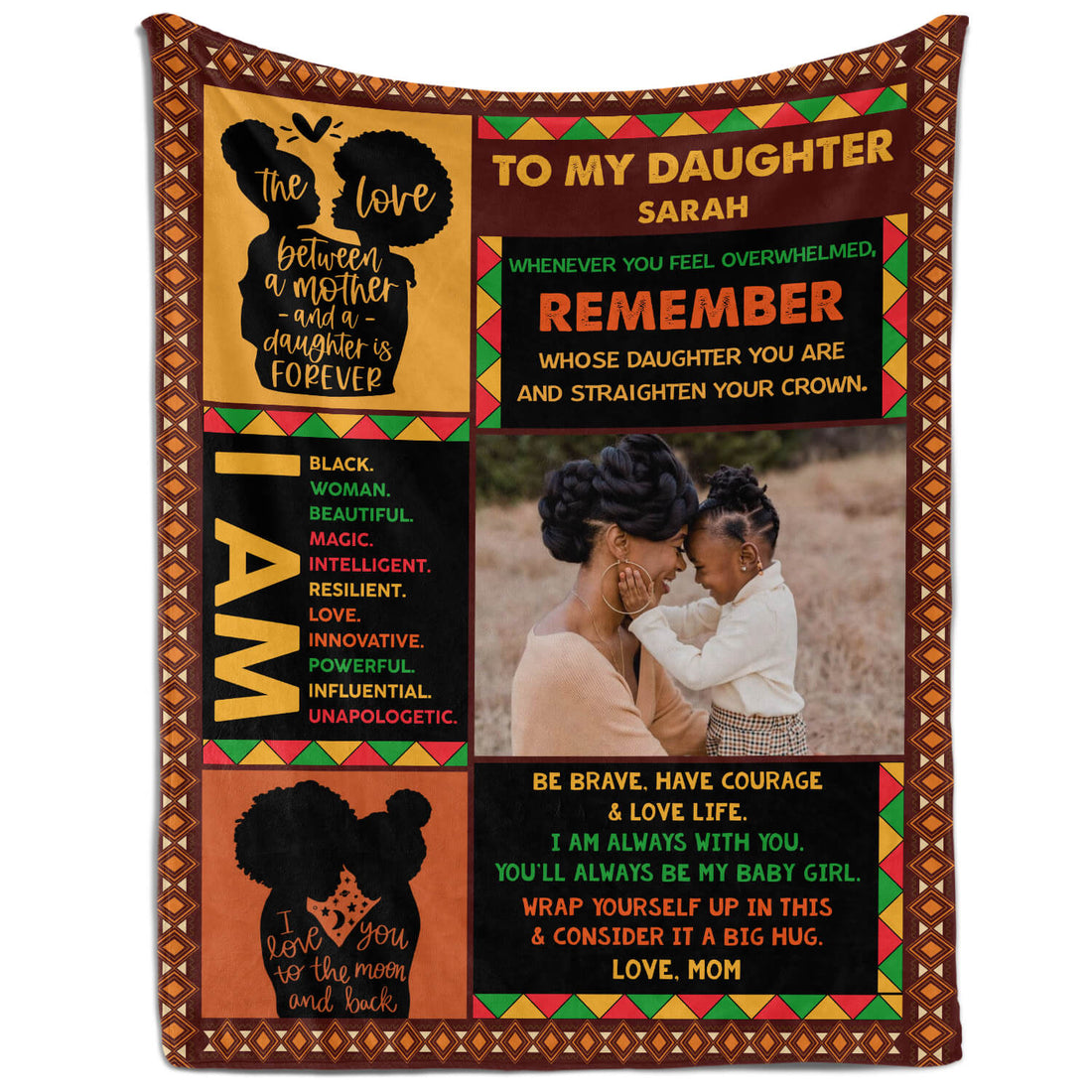 To My Daughter - Personalized  gift For Black Daughter - Custom Blanket - Elizabethfashions