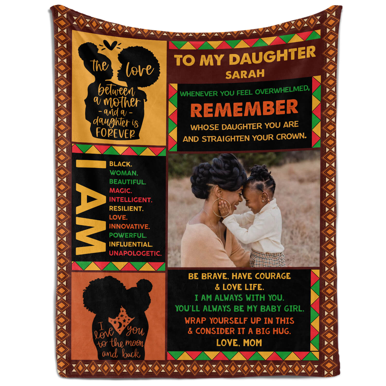To My Daughter - Personalized  gift For Black Daughter - Custom Blanket - Elizabethfashions