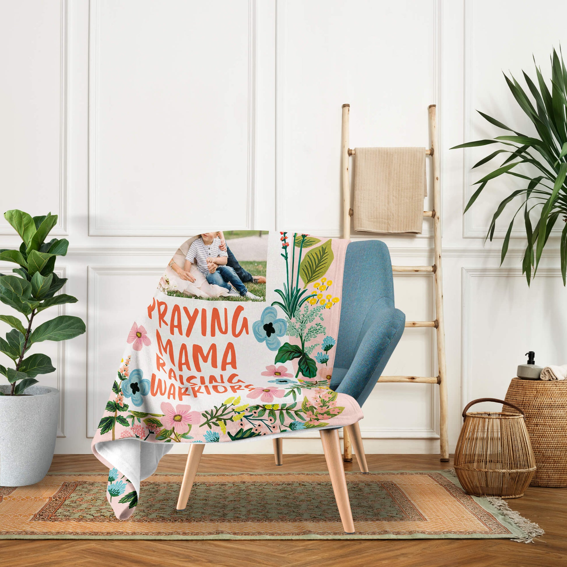 Praying Mama Raising Warriors - Personalized  gift For Christan Mom - Custom Blanket - Elizabethfashions