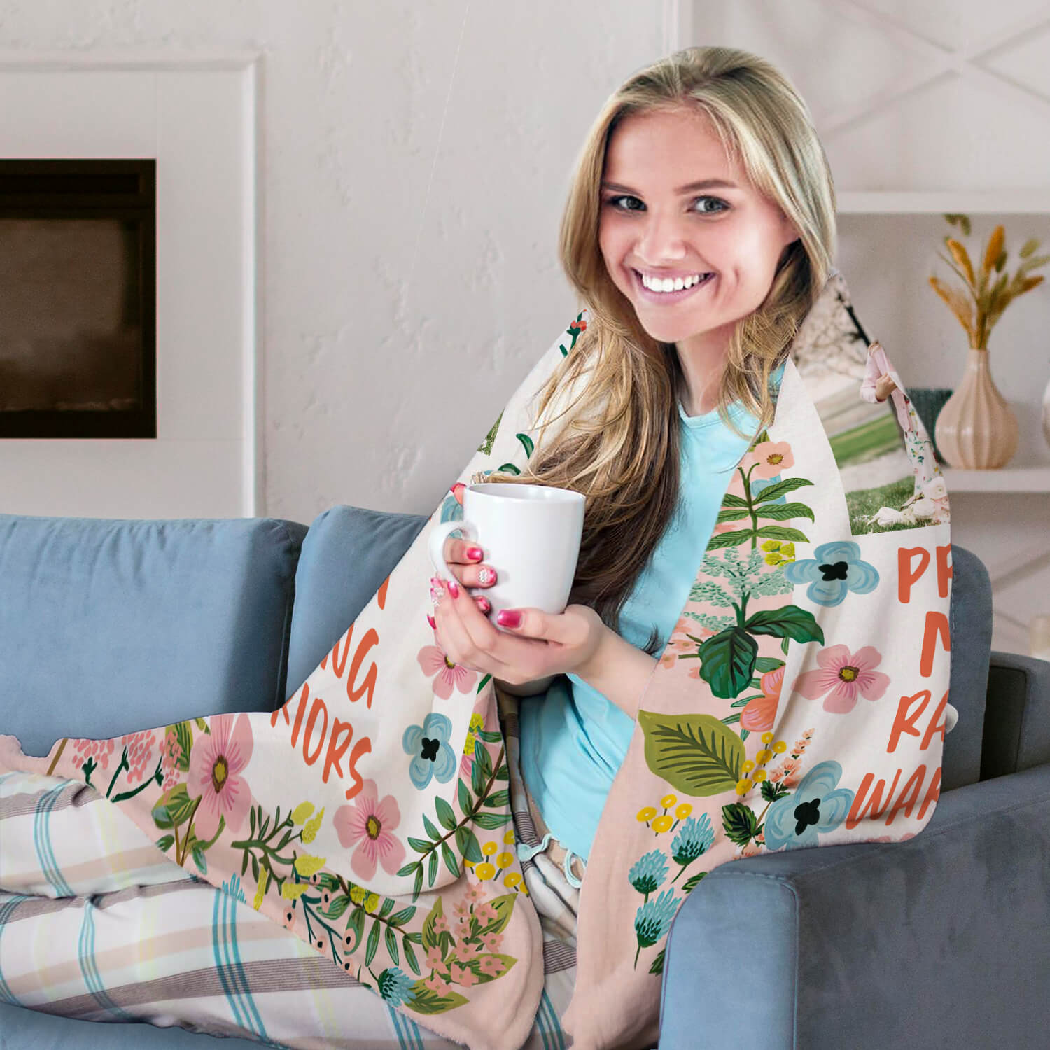 Praying Mama Raising Warriors - Personalized  gift For Christan Mom - Custom Blanket - Elizabethfashions