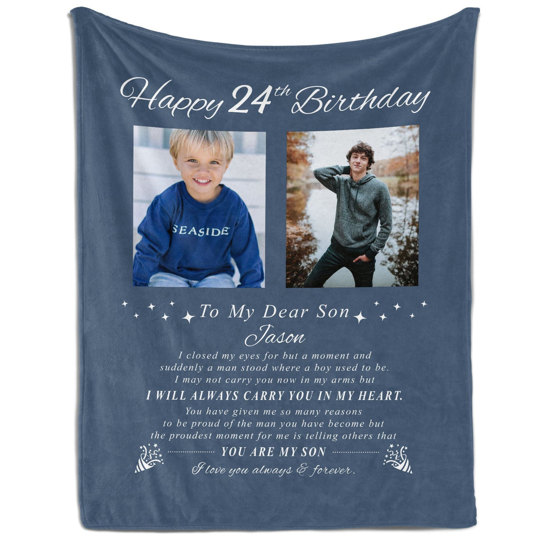 Happy 24th Birthday - Personalized 24th Birthday gift For Son - Custom Blanket - Elizabethfashions