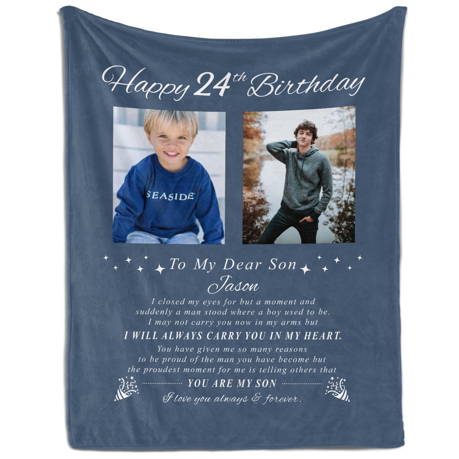 Happy 24th Birthday - Personalized 24th Birthday gift For Son - Custom Blanket - Elizabethfashions