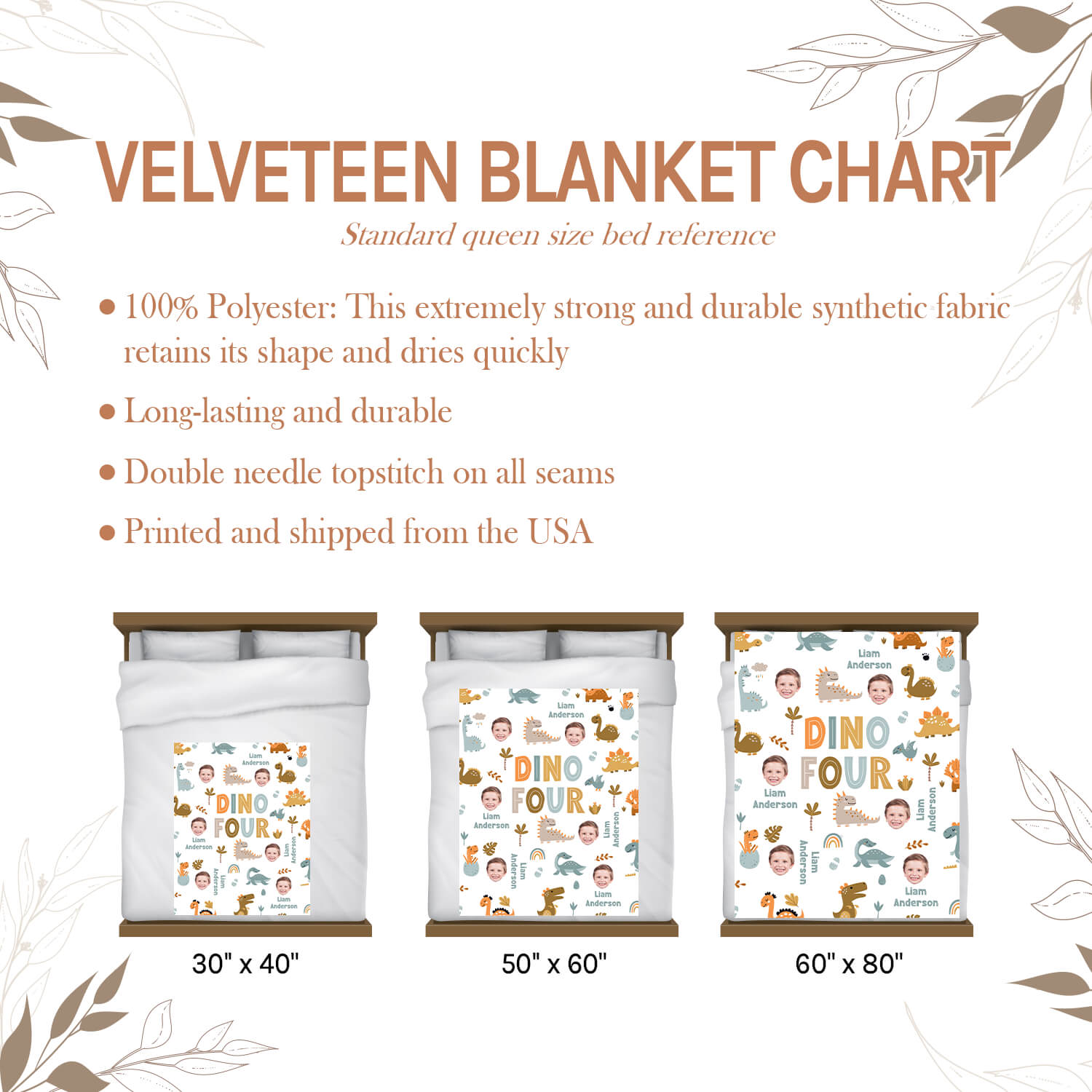 Dino Four - Personalized 4th Birthday gift For 4 Year Old - Custom Blanket - Elizabethfashions