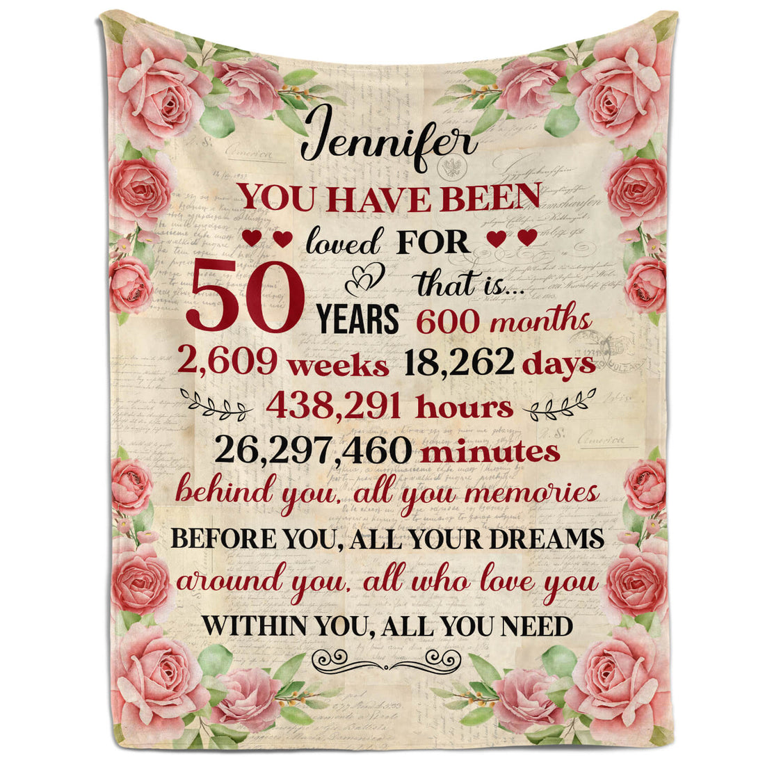 You Have Been Loved For 50 Years - Personalized 50th Birthday gift For 50 Year Old Women - Custom Blanket - Elizabethfashions