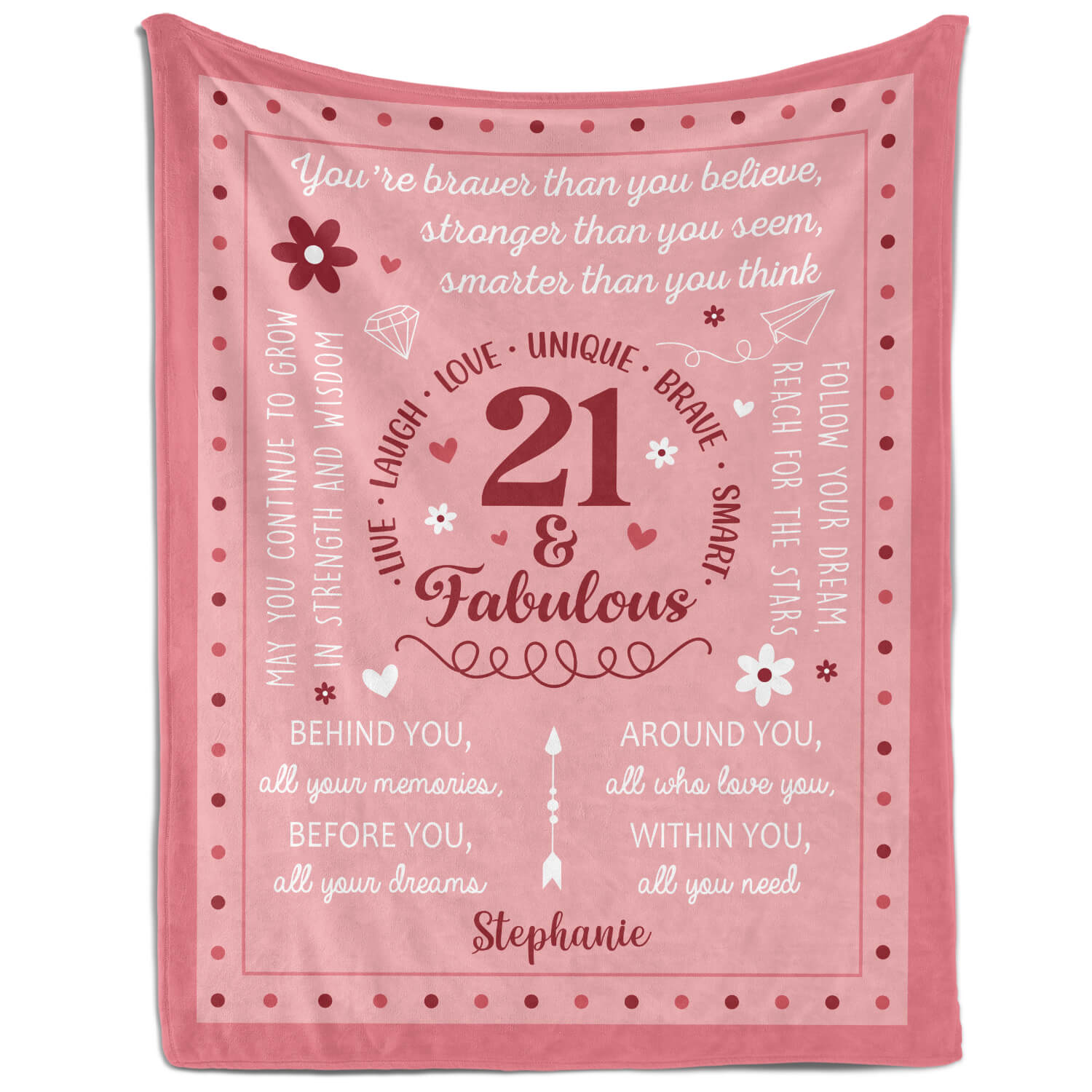 21 & Fabulous - Personalized 21st Birthday gift For 21 Year Old Girl - Custom Blanket - Elizabethfashions