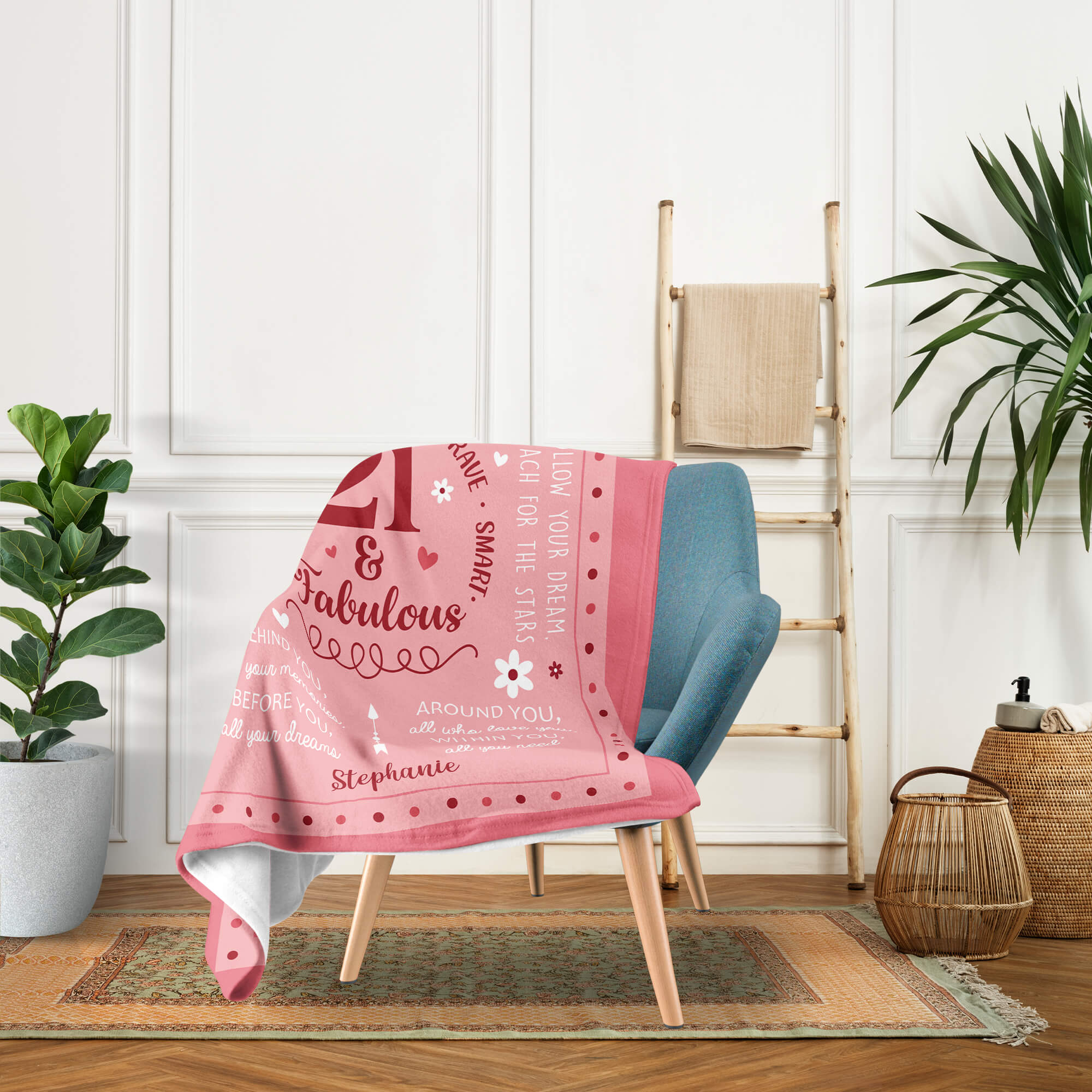 21 & Fabulous - Personalized 21st Birthday gift For 21 Year Old Girl - Custom Blanket - Elizabethfashions