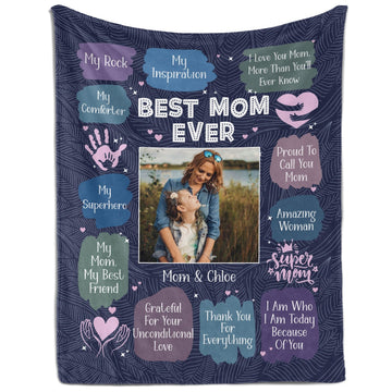 Best Mom Ever - Personalized  gift For Mom - Custom Blanket - Elizabethfashions
