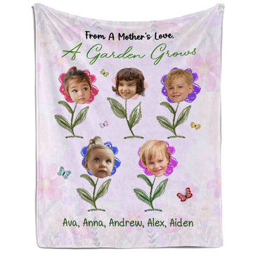 From A Mother's Love, A Garden Grows - Personalized  gift For Mom - Custom Blanket - Elizabethfashions