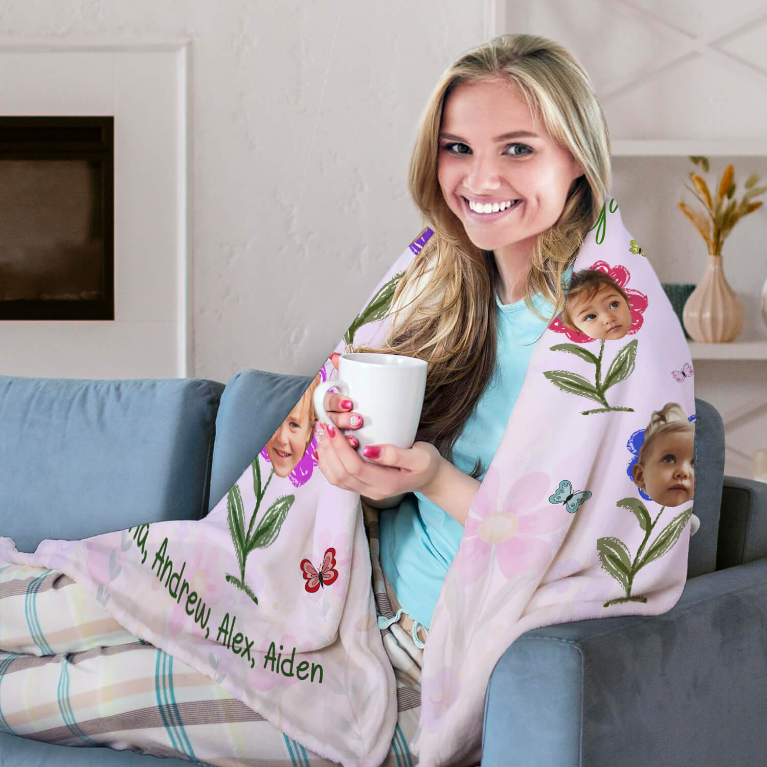 From A Mother's Love, A Garden Grows - Personalized  gift For Mom - Custom Blanket - Elizabethfashions