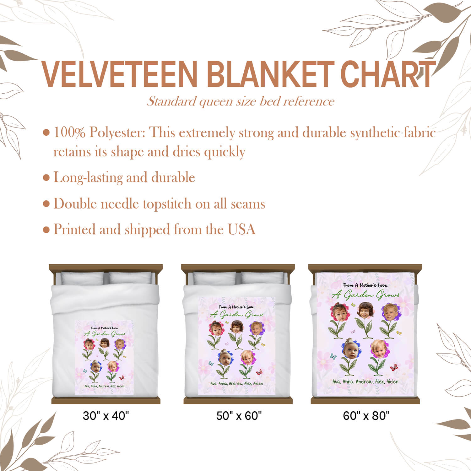 From A Mother's Love, A Garden Grows - Personalized  gift For Mom - Custom Blanket - Elizabethfashions