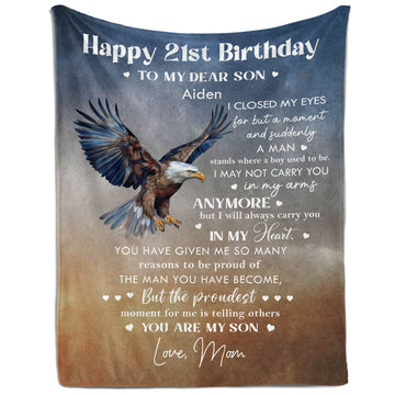 Happy 21st Birthday - Personalized 21st Birthday gift For Son - Custom Blanket - Elizabethfashions