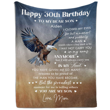 Happy 30th Birthday - Personalized 30th Birthday gift For Son - Custom Blanket - Elizabethfashions