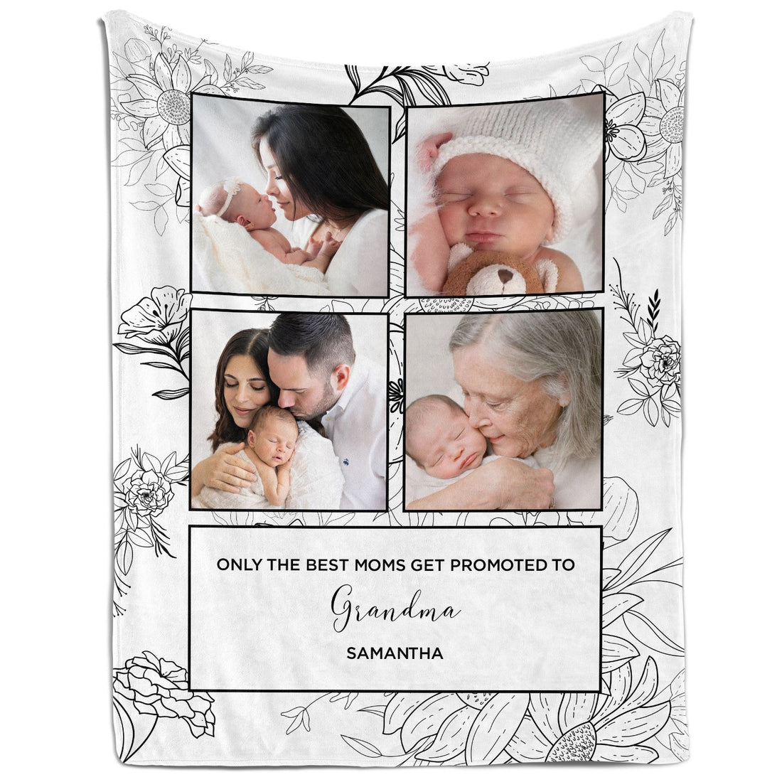 Only The Best Moms Get Promoted To Grandma - Personalized  gift For Grandma - Custom Blanket - Elizabethfashions