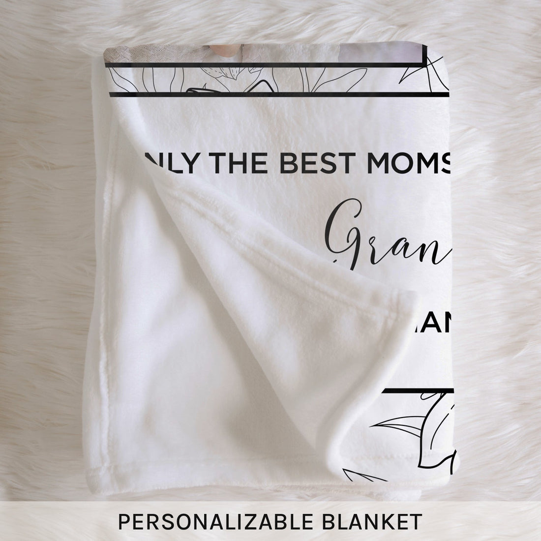 Only The Best Moms Get Promoted To Grandma - Personalized  gift For Grandma - Custom Blanket - Elizabethfashions