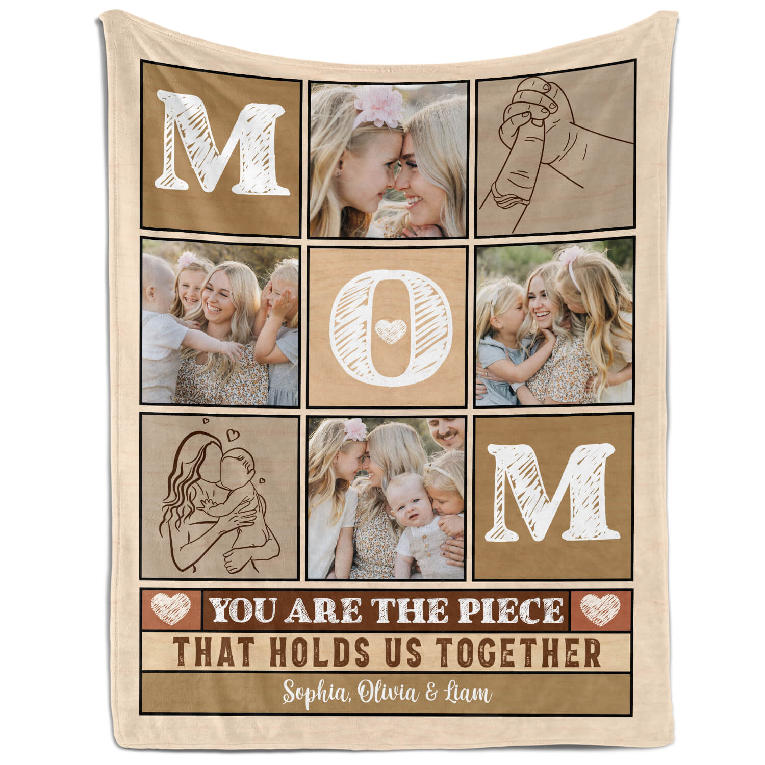 You Are The Piece That Holds Us Together - Personalized gift For Mom - Custom Blanket - Elizabeth Fashions
