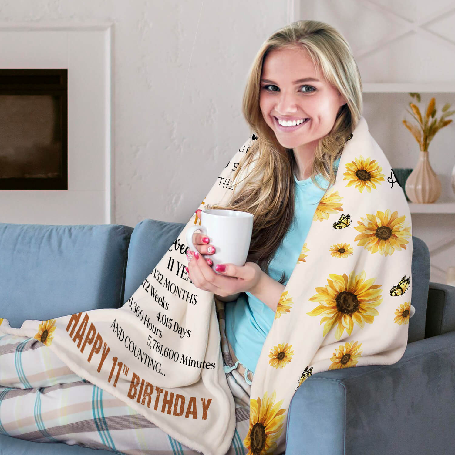 Sweet 11 - Personalized 11th Birthday gift For 11 Year Old Girl - Custom Blanket - Elizabethfashions