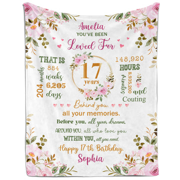 You've Been Loved For 17 Years - Personalized 17th Birthday gift For 17 Year Old Girl - Custom Blanket - Elizabethfashions
