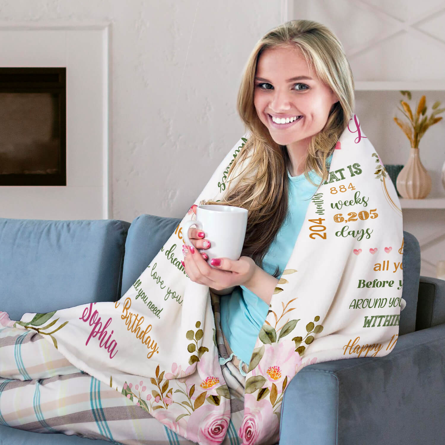 You've Been Loved For 17 Years - Personalized 17th Birthday gift For 17 Year Old Girl - Custom Blanket - Elizabethfashions