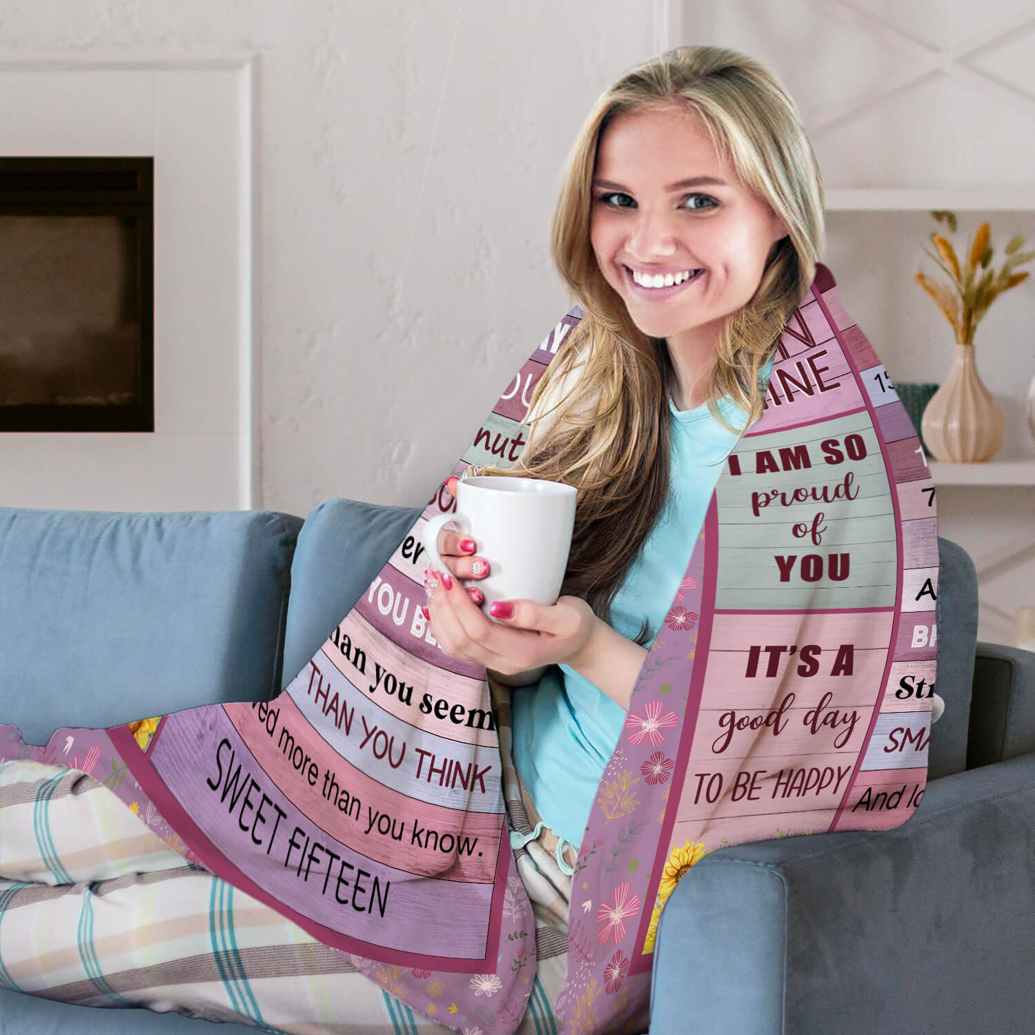 Happy 15th Birthday - Personalized 15th Birthday gift For 15 Year Old Girl - Custom Blanket - Elizabethfashions