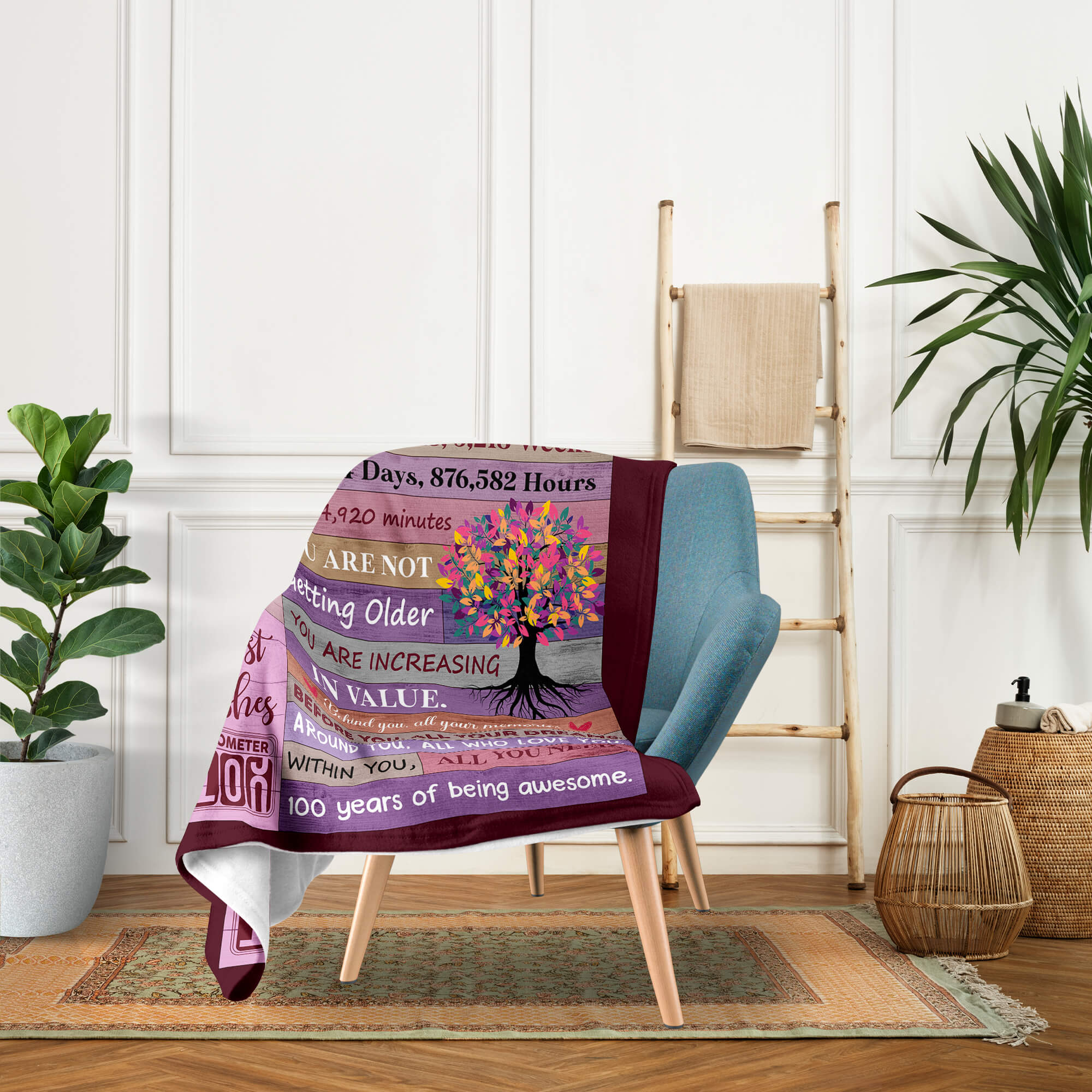 Happy 100th Birthday - Personalized 100th Birthday gift For 100 Year Old - Custom Blanket - Elizabethfashions