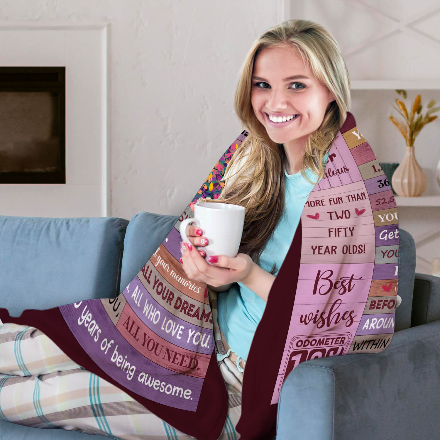 Happy 100th Birthday - Personalized 100th Birthday gift For 100 Year Old - Custom Blanket - Elizabethfashions