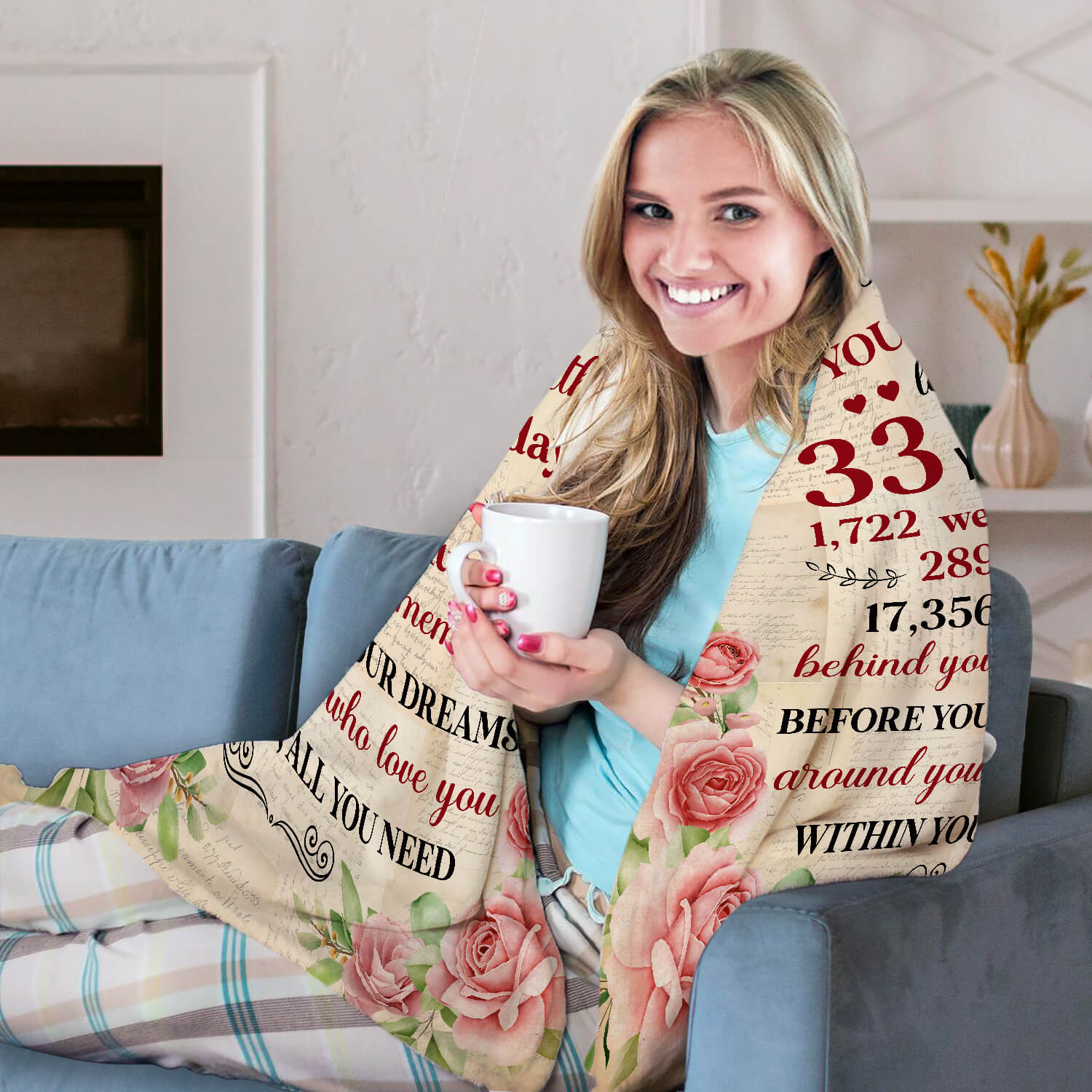 You Have Been Loved For 33 Years - Personalized 33rd Birthday gift For 33 Year Old Women - Custom Blanket - Elizabethfashions